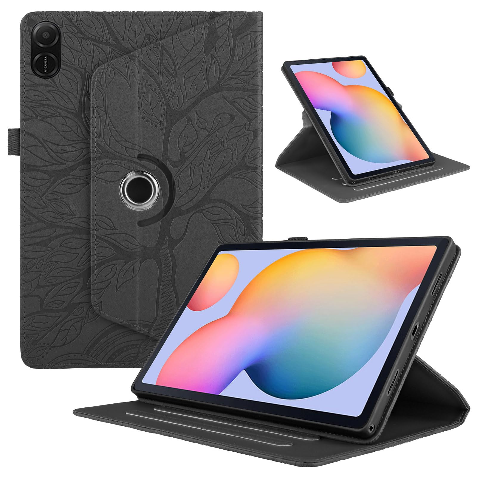 Funda para Samsung Galaxy Tab S9/ S8/ S7 11" (SM-X710/X700/T870) PU Cuero Tablets Protectora Cover 360°Carcasa Giratoria de ángulo Múltiple Stand Función Tablets Funda,Rojo Árboles — view 80