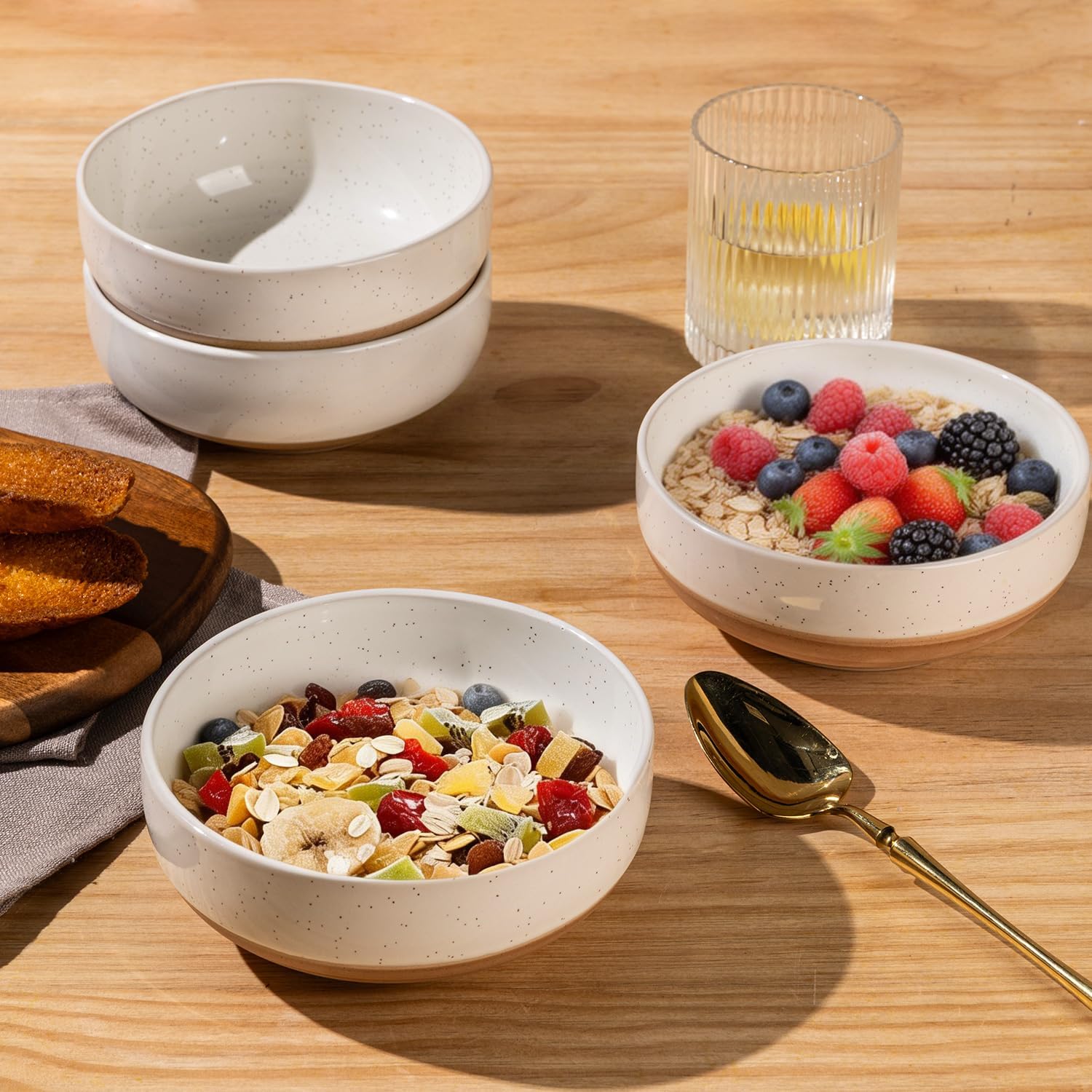 AmorArc Ceramic Cereal Bowls Set of 6, 22oz Stoneware Soup Bowls Set for Cereal Soup, Modern Kitchen Bowls for Meal, Dishwasher &Microwave Safe