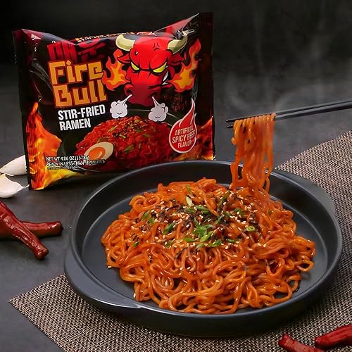 Miniatura 6 de [Fire Bull Ramen] Ramen Salteado Picante Intenso El Auténtico Calor Coreano se Encuentra con una Delicia Llena de Sabor Fideos Gruesos