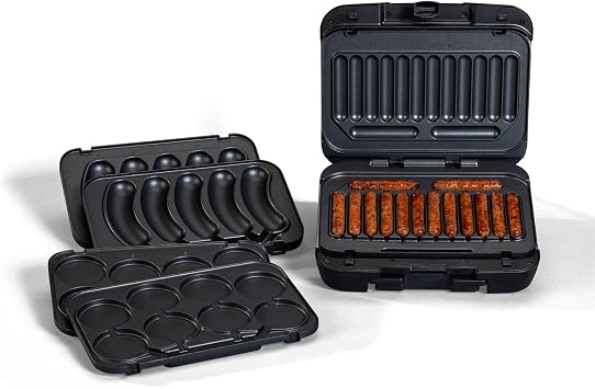 Johnsonville Sizzling Sausage Grill Plus, Indoor Electric Grill, 3 in 1 Design BTG-500 Dinner Sausage, Breakfast Links and Patties, Easy to Use, Brats, Grilling, Great Gift, Father's Day