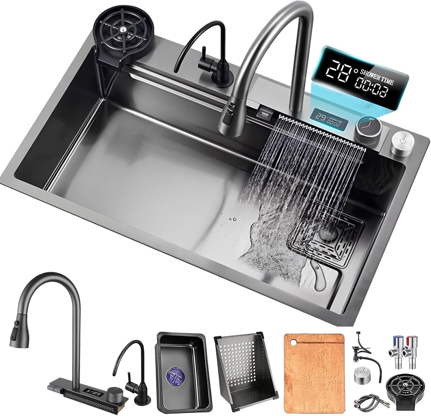 Évier de cuisine durable avec kit de drainage pour moderniser facilement votre espace cuisine
