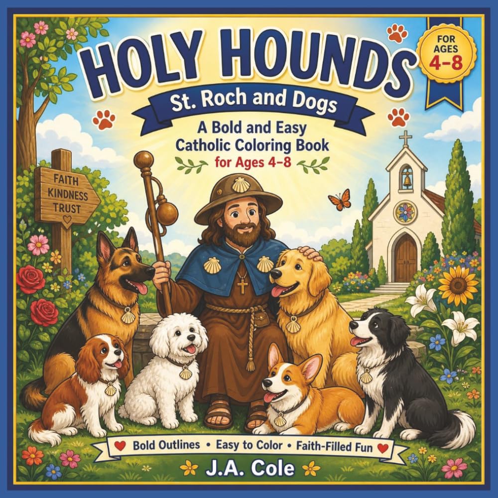 Holy Hounds: St. Roch and Dogs: A Bold and Easy Catholic Coloring Book for Ages 4–8