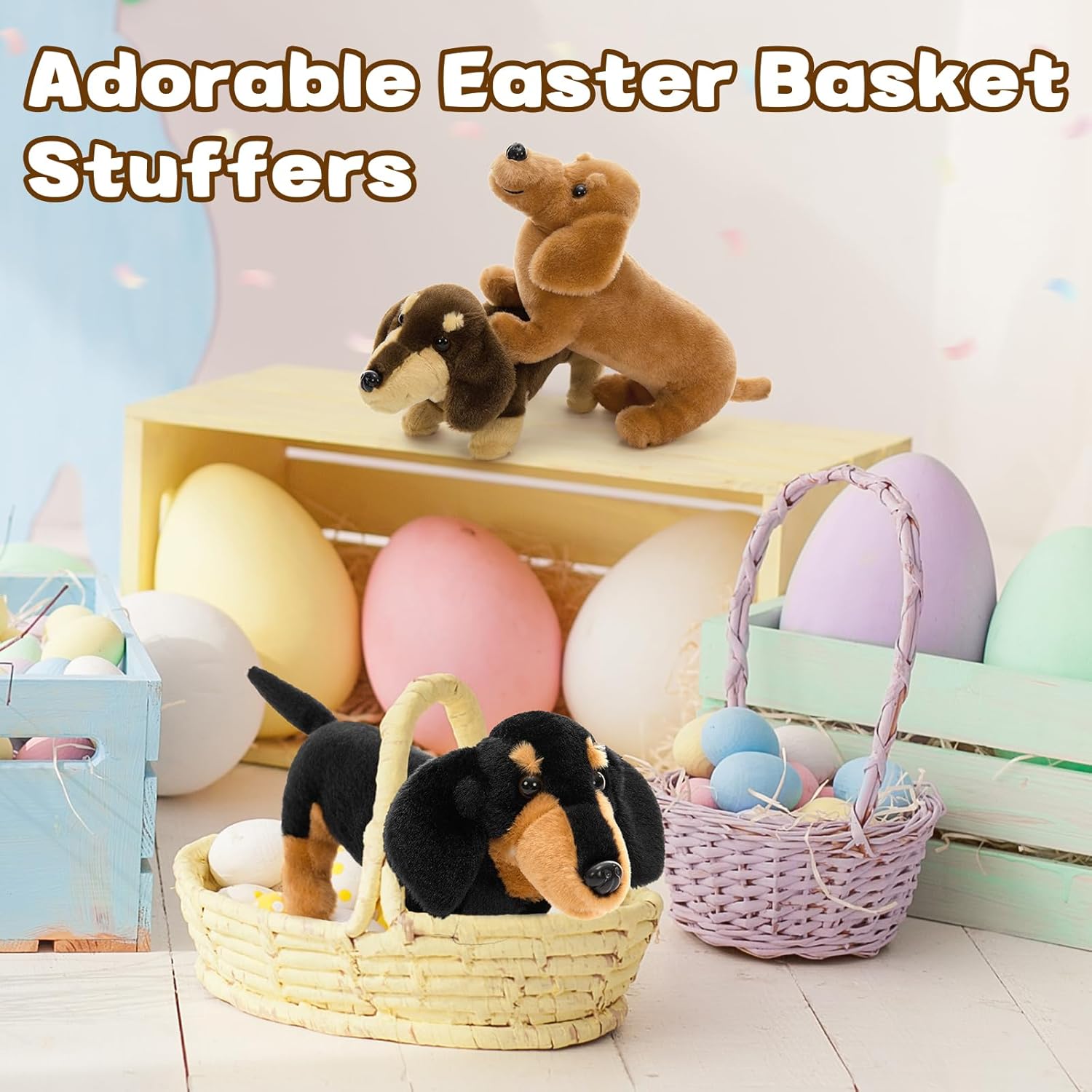 MorisMos 3 Packs Dachshund Stuffed Animals in Bulk,13'' Realistic Weiner Dog Toys for Kid Girl Boy Adult,Lifelike Weiner Dog Puppy Plushies,Bulk Small Stuffed Animal Dachshund Gifts for Birthday Party