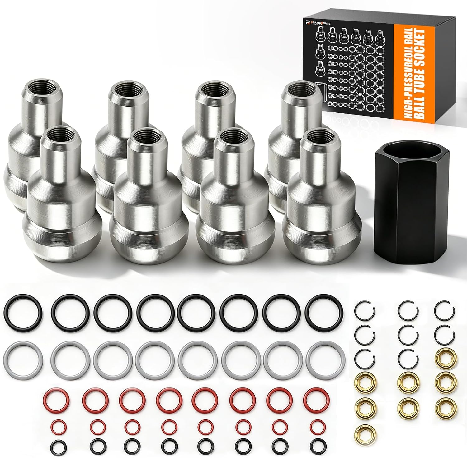 High-Pressure Oil Rail Leak Repair Kit, Compatible with 2003-2010 Ford 6.0L Powerstroke, 81Pcs Seal O-Ring Set with Removal Tool
