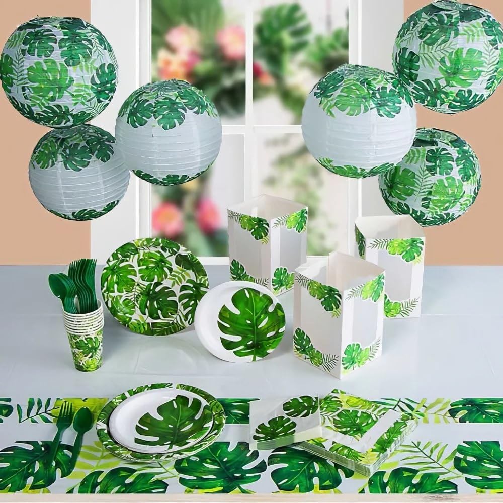 Fun Express Palm Leaf Hanging Paper Lanterns - Party Decor - 6 Pieces