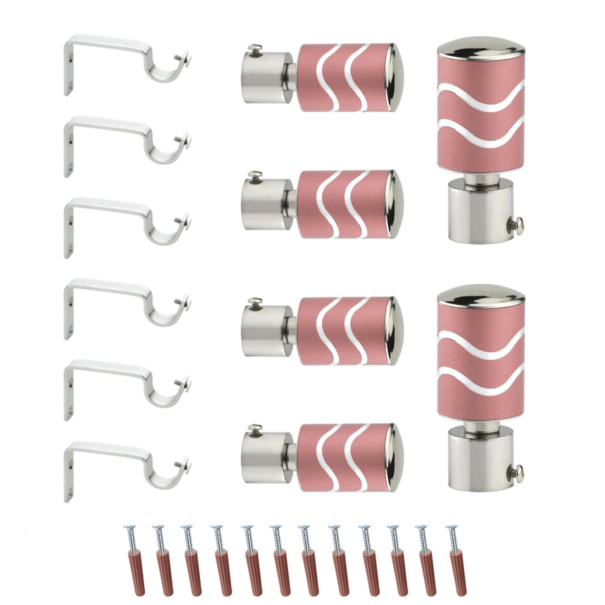 GLOXY Stainless Steel Brackets Parda Holder with Support 1 Inch Curtains Rod Pocket Finials Designer Door and Window Curtain Holders and Rod Support Fittings (Pink 3 Pair Set) (B08K4GK2CF) Amazon Price History, Amazon Price Tracker