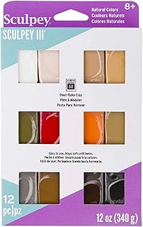 Sculpey III 12 Natural Colors of Polymer Oven-Bake Clay, Non Toxic 12 oz., great for modeling, sculpting, holiday, DIY & school projects. great for all skill levels Kids, beginners and artists!