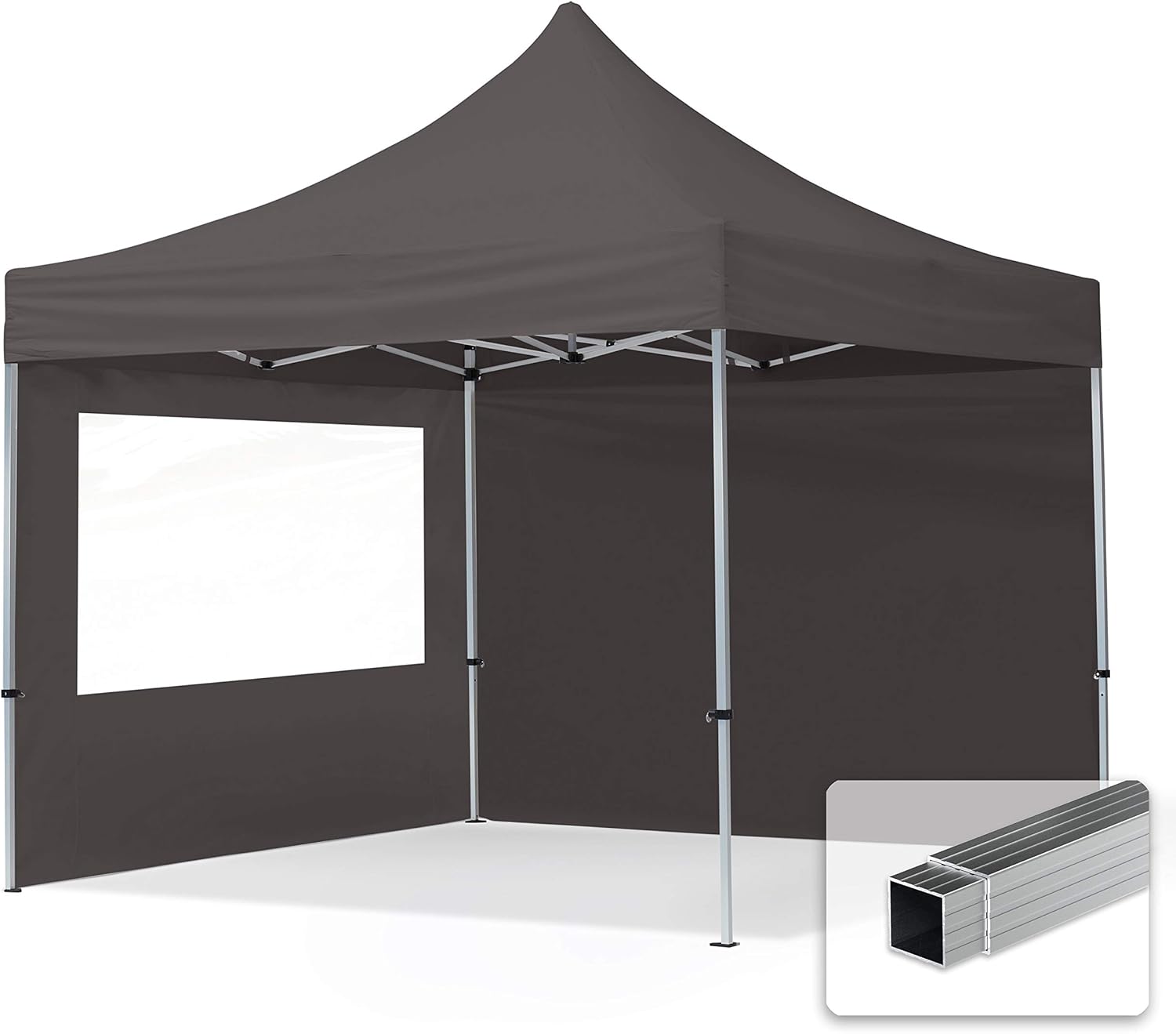 TOOLPORT pop up gazebo 3x3m with two side panels & aluminium frame