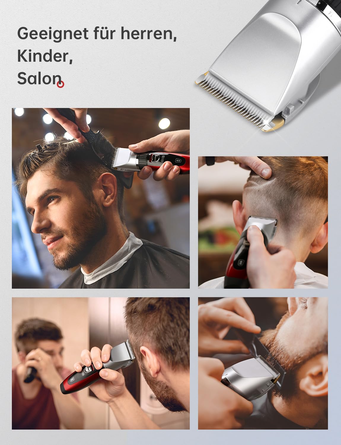 GHB Haarschneidemaschine Akku Haarschneider Herren 2 Lithium Akkus 14 Teiliges für Männer Kinder Salon Home Friseur
