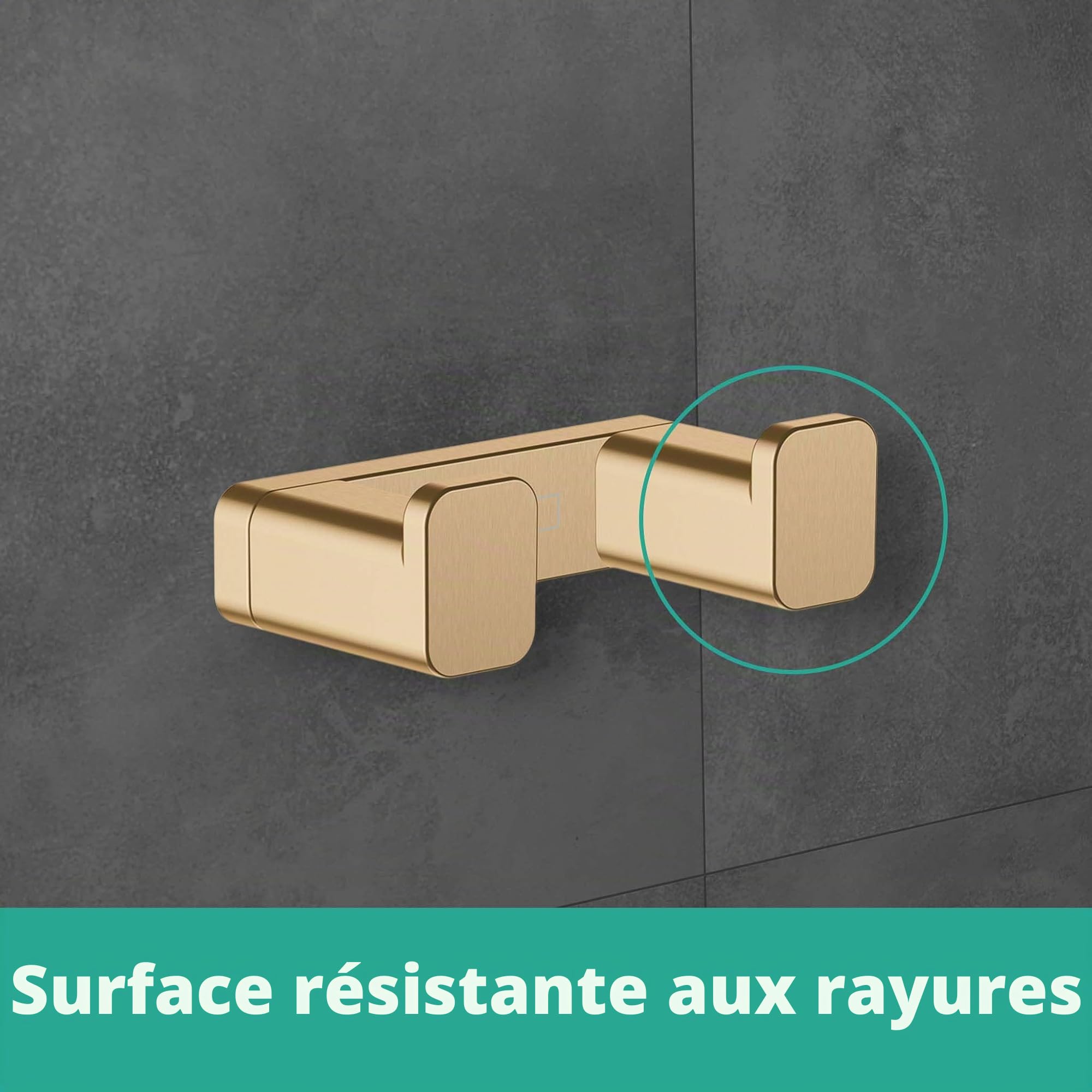 hansgrohe AddStoris - Crochet porte-serviettes double, Porte-serviettes, Crochet pour peignoir, fixation cachée, Accessoires de salle de bains, Bronze brossé, 41755140