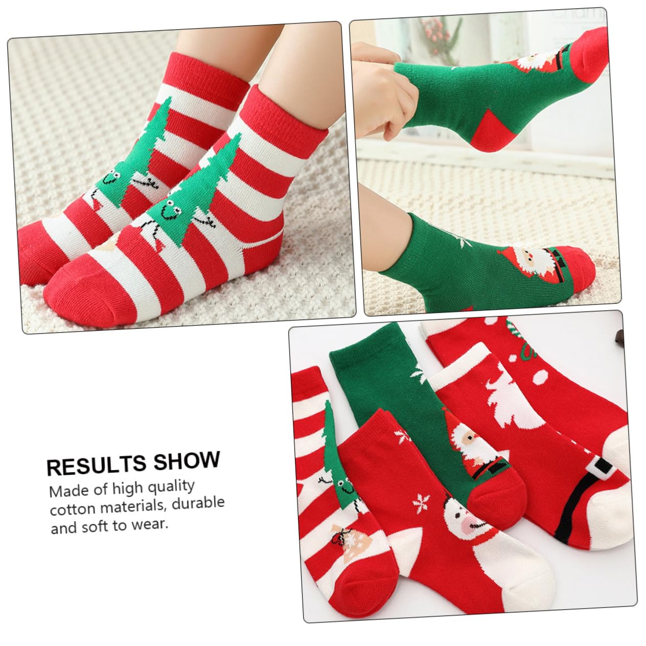 5paires Lot Chaussettes de Noël -longues Coton avec Motifs de Dessins Animés pour Garçon Fille