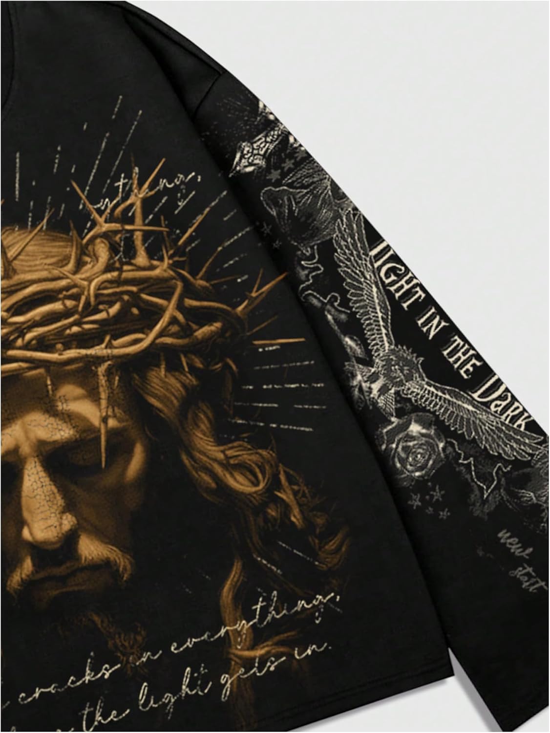 SOLY HUX Men's Goth Graphic Tees Grunge Jesus Long Sleeve Shirts Crew Neck Hip Hop Tops Streetwear - Image 3