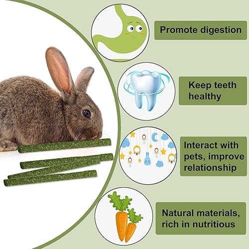 Miniatura 2 de 20 palitos de heno Timothy natural, conejillo de indias, chinchilla, juguetes para masticar animales pequeños, juguetes de conejito, palitos molares