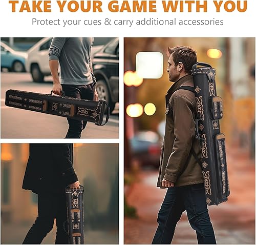 Miniatura 6 de 3x5 Hard Pool Cue Case 3B5S Billiard Stick Carrying Cue Case Leatherette Embroidery Design