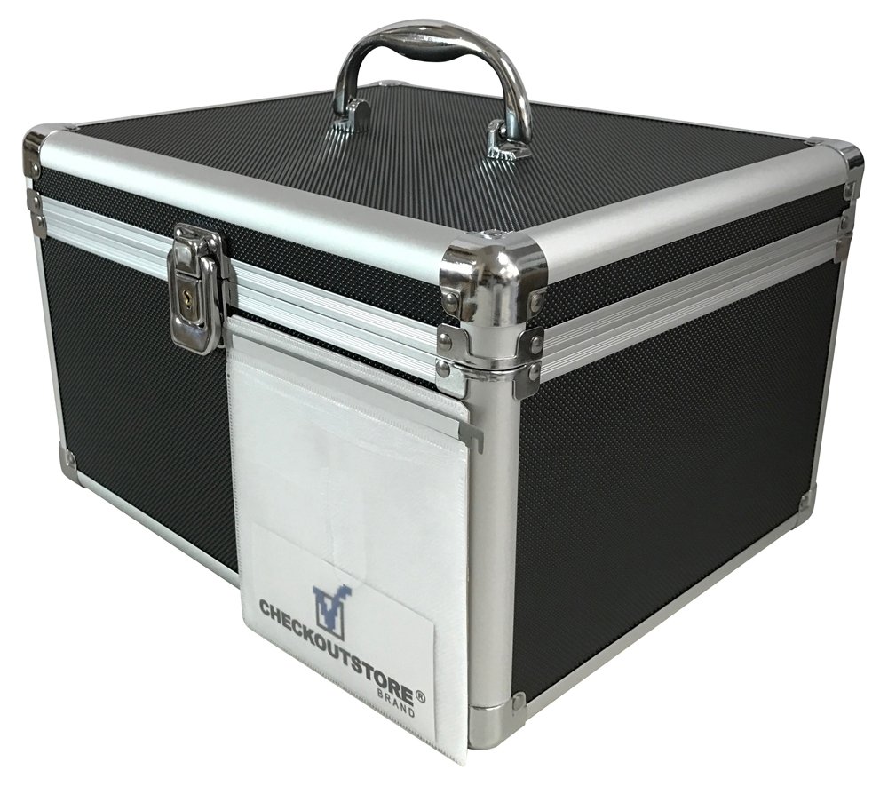 CheckOutStore (2) Aluminum CD/DVD Media Hanging Sleeves Storage Box (Holds Up to 300 Discs) (Black)