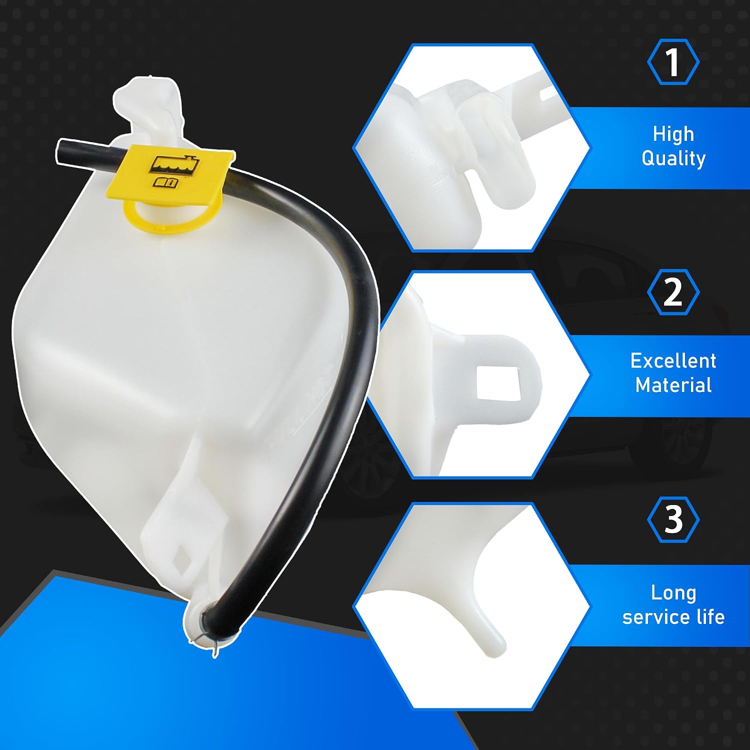 Engine Radiator Coolant Overflow Reservoir Tank with Cap Compatible with 2007-2014 Chrysler 200 Cirrus Sebring 2008-2014 Dodge Avenger Replaces 603-586 5058371AD 5058371AE 5058371AC