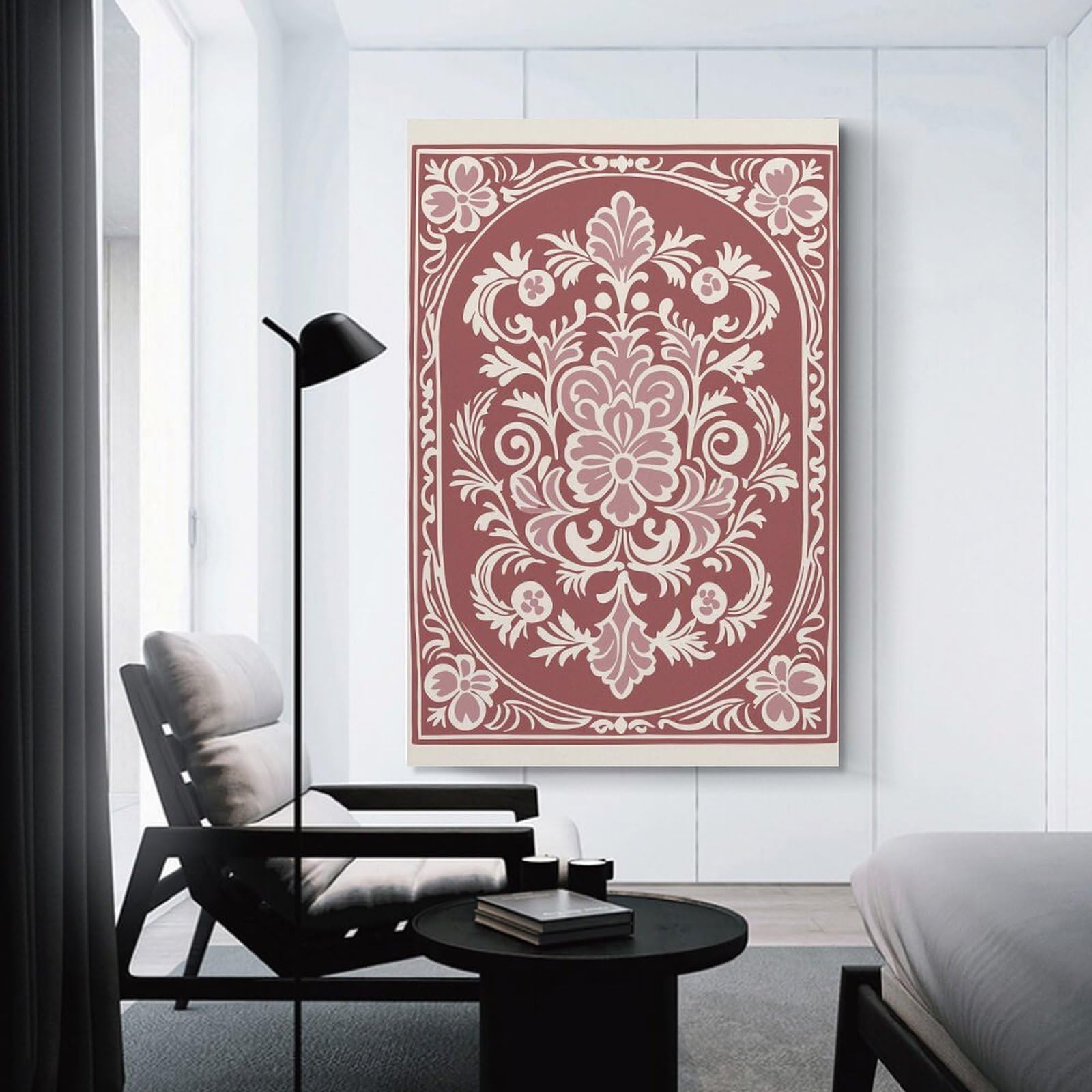 Junmoney Ornate Floral Damask Design Room Decor Wall Art, 24x36inch(60x90cm), for Entrance Walls, Hall Decor Or Foyers, A Neat Decor Update for Hallways