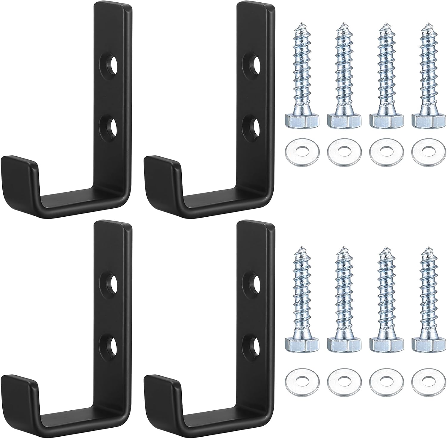 Qeapug 4 Pcs Garage Hooks, Heavy Duty Wall Hooks, J Shape Hooks, Metal Tools Storage Hooks Wall