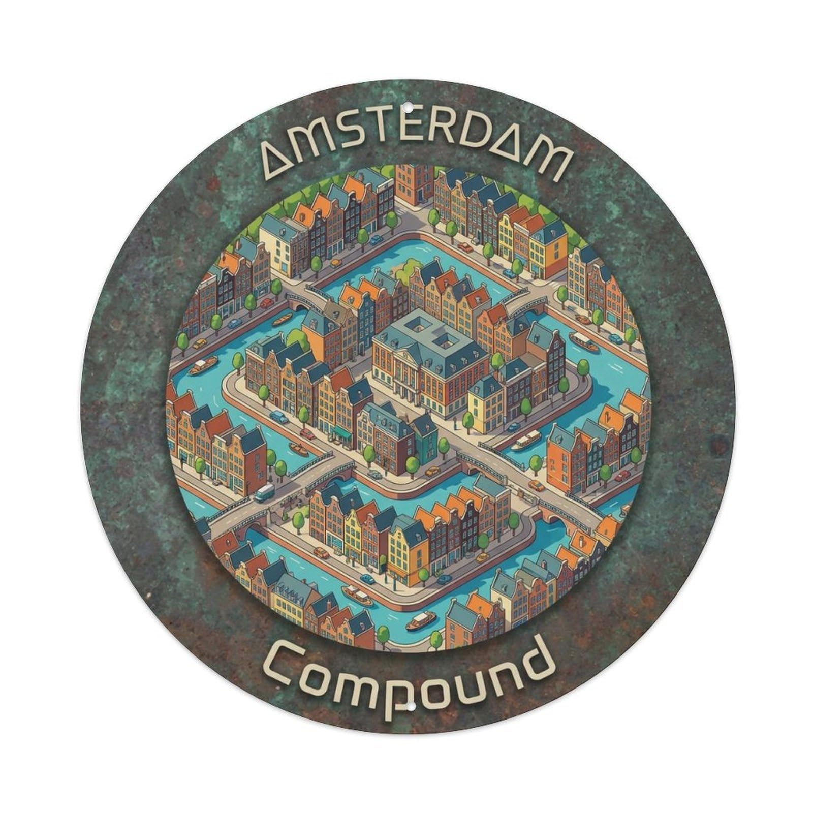 Vintage Travel Amsterdam Netherlands Complex Metal Tin Sign