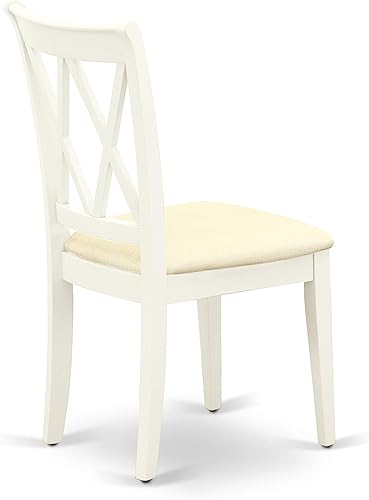 Miniatura 7 de East West Furniture CLC-LWH-C Clarksville Sillas de comedor de cocina - Sillas tapizadas de madera de lino de tela, juego de 2, color blanco lino