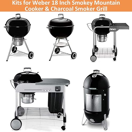 Miniatura 3 de AJinTeby Rejilla de cocina con bisagras de acero chapado resistente y rejilla inferior, rejilla de carbón para Weber de 18 pulgadas Smokey Mountain
