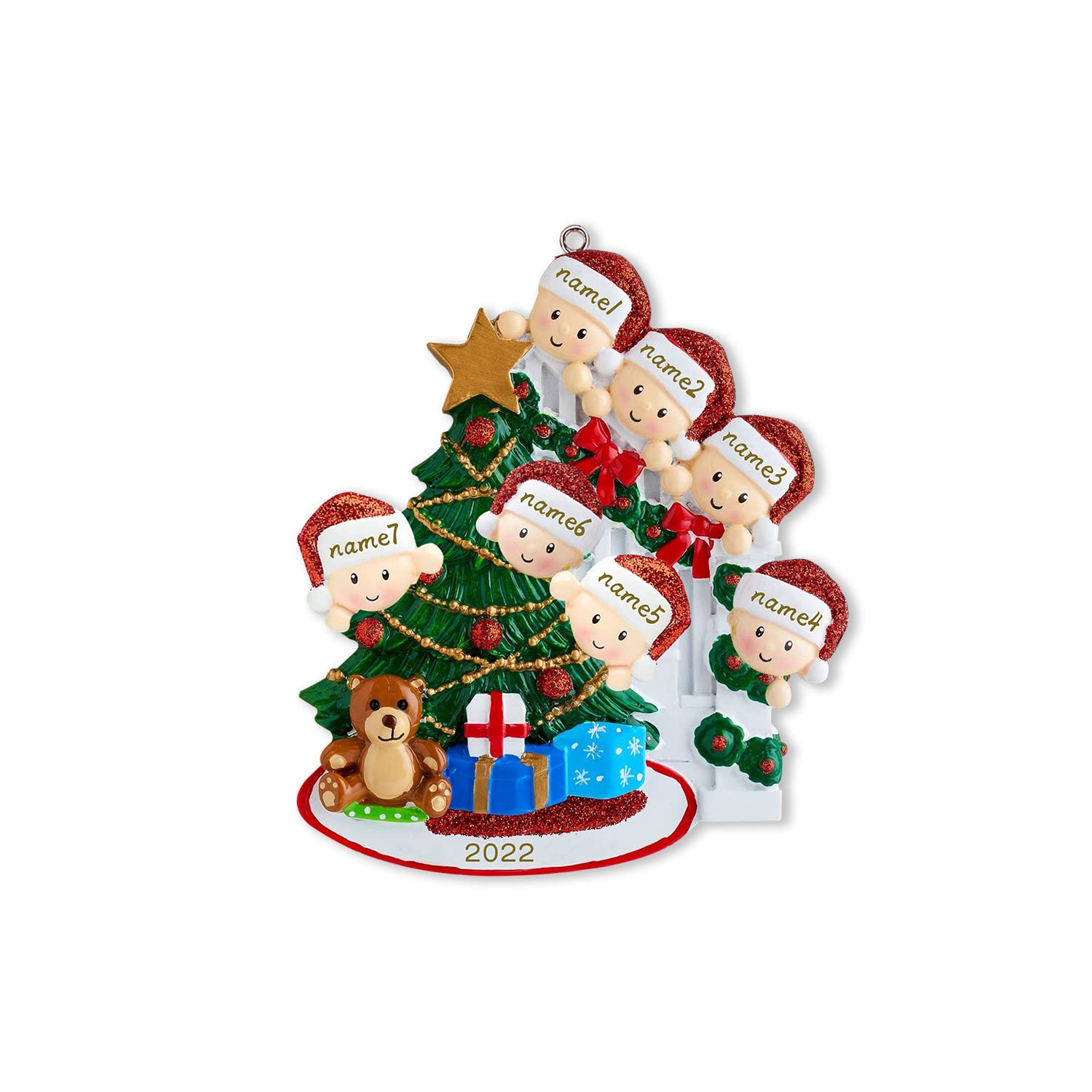 kaululu Personalised Christmas Tree Decorations Wood Pendant Christmas Ornaments with Names for Home,Indoor New Year Gifts (Style 2, Name 7)