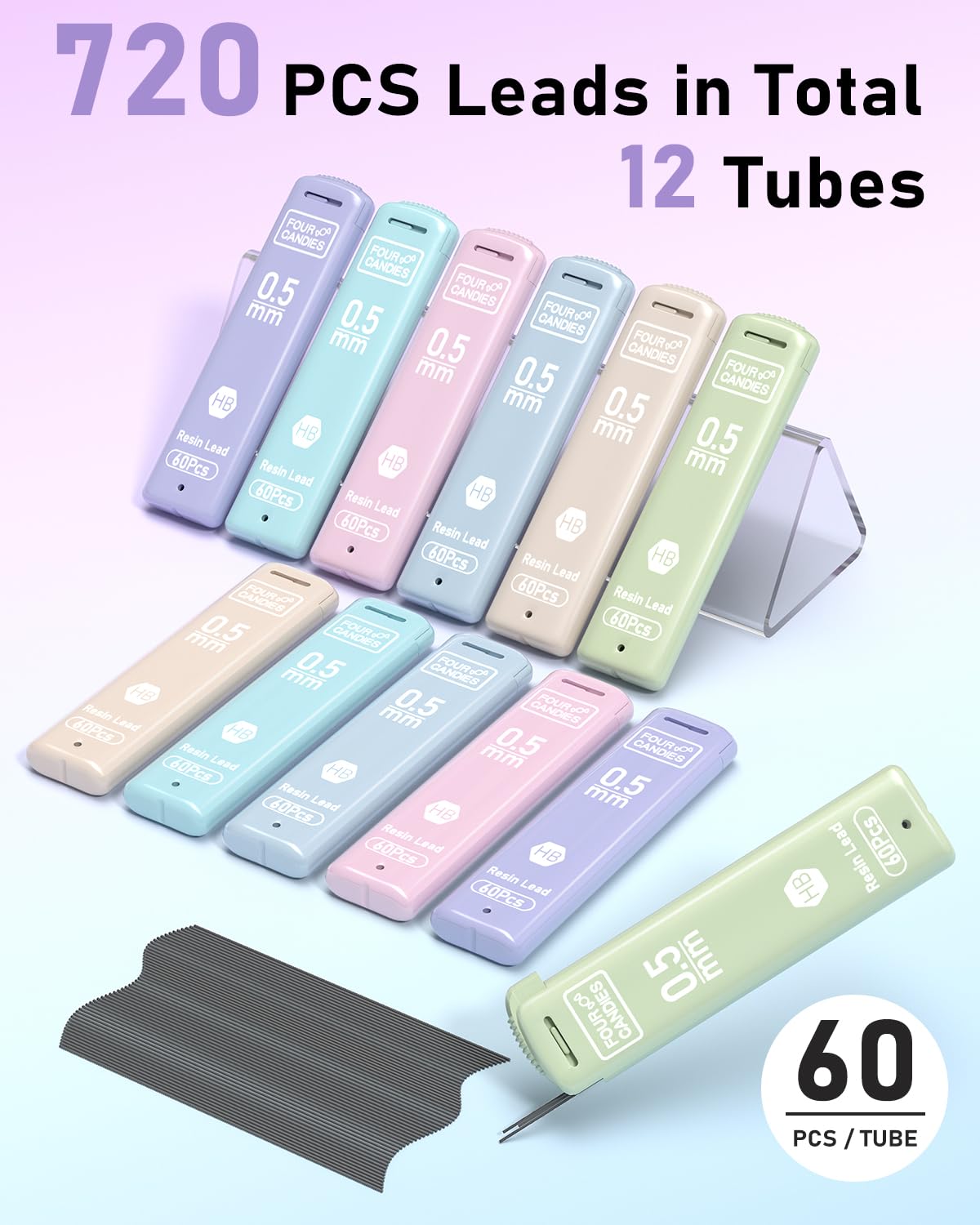Amazon.com : Four Candies 0.5 Lead Refill in Case, Pack of 720 PCS