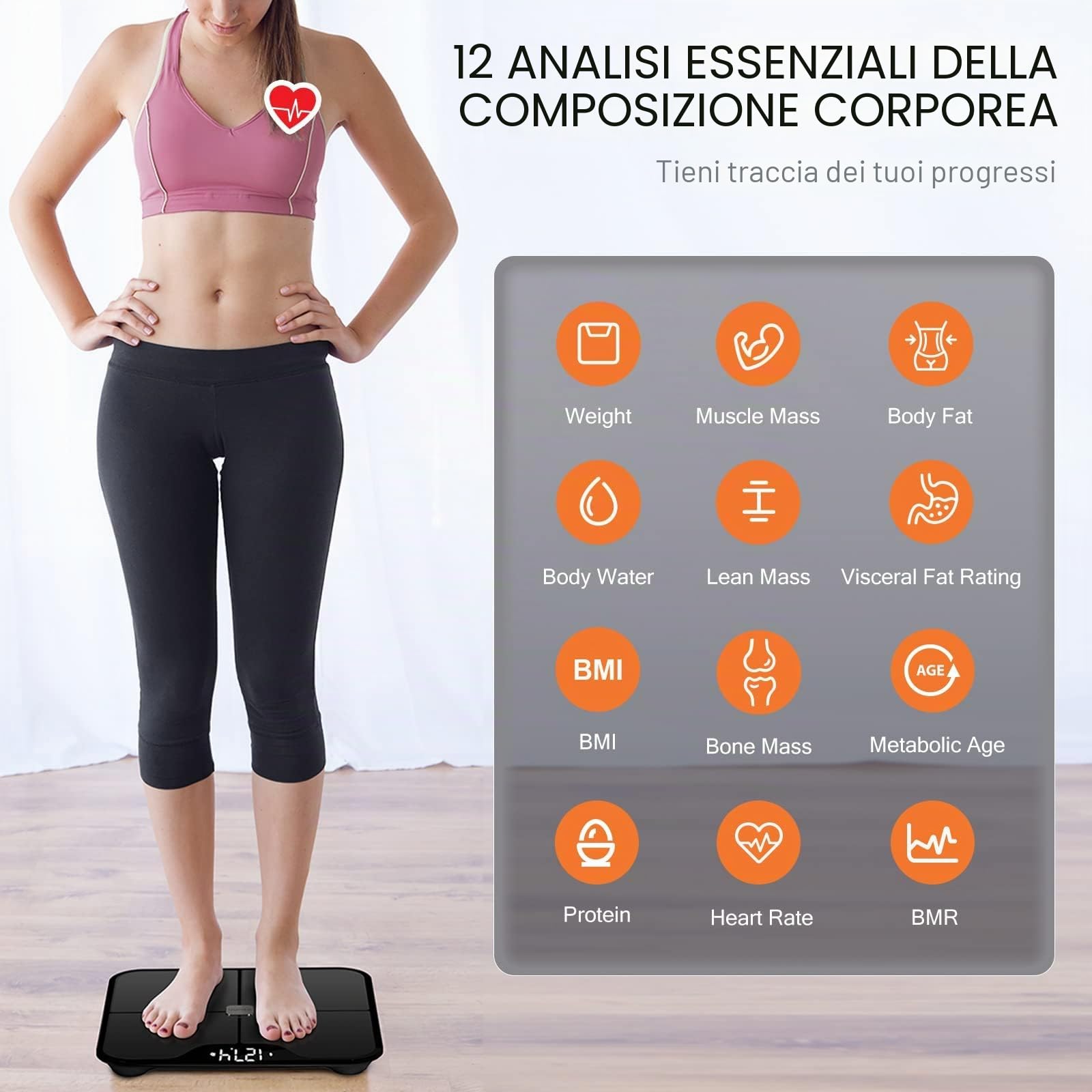 iHealth Nexus PRO - Bilancia da bagno digitale per analizzatore di peso corporeo e composizione con app Bluetooth intelligente per monitorare grasso corporeo, BMI, massa muscolare e altro, con un peso