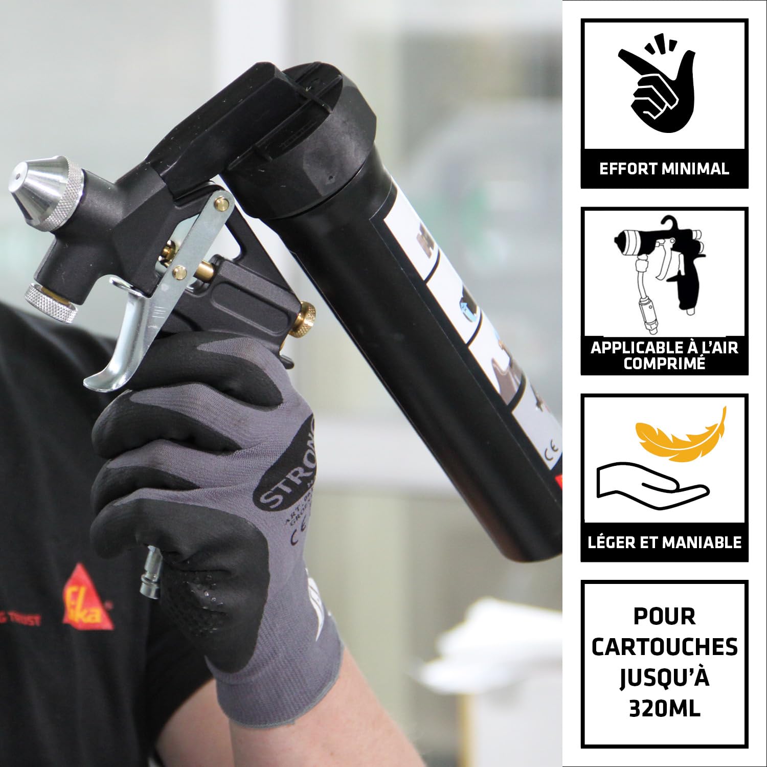 SIKA - Pistolet de pulvérisation pour joints - Sika Spray Gun | Application facile avec air comprimé - Idéal pour Sikaflex-529 Evolution - Finition lisse sur jonctions et plis