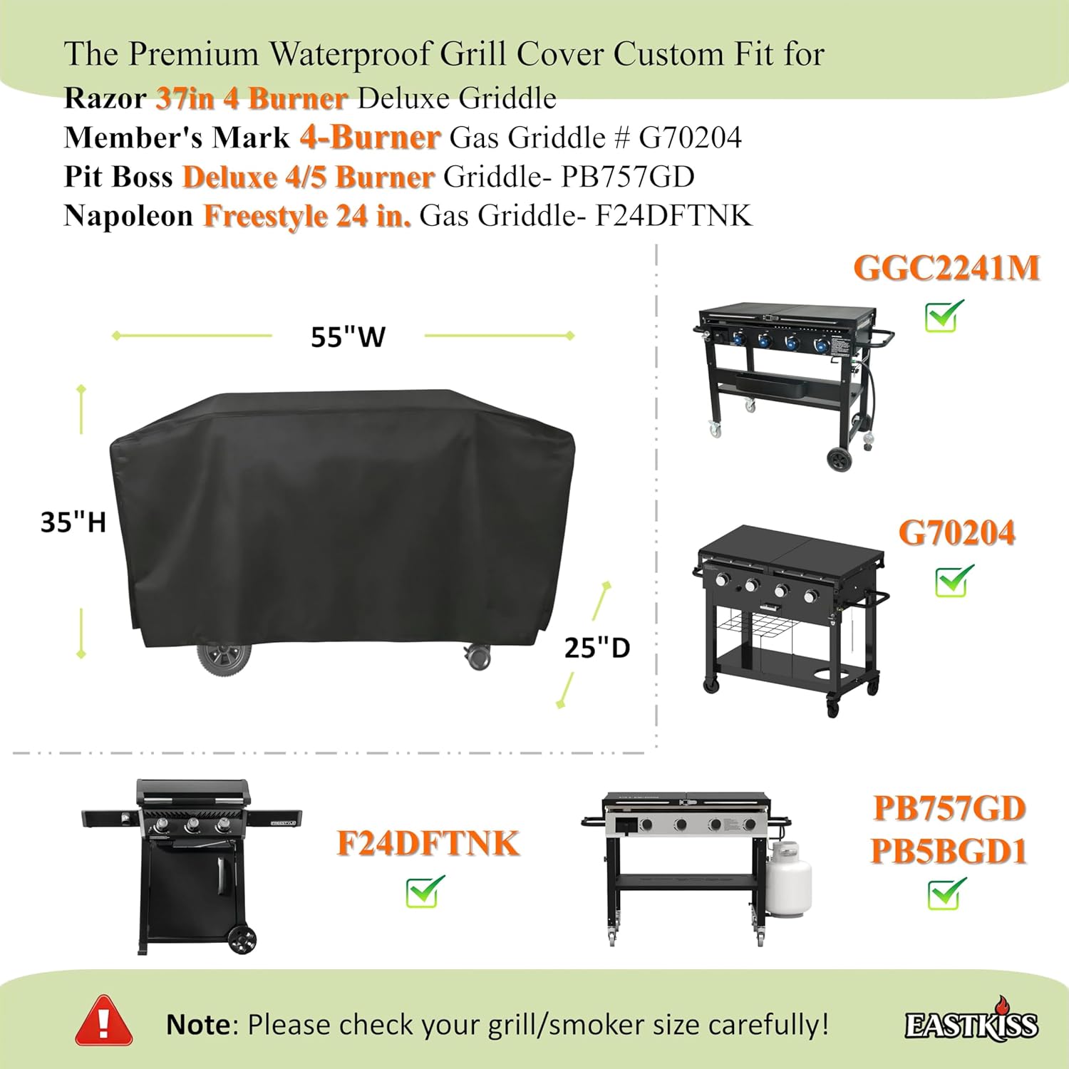 Grill Cover for Razor 37in 4 Burner Deluxe Griddle - Heavy Duty Waterproof Fade Resistant Flat Grill Cover for Pit Boss Deluxe 4/5 Burner Griddle Accessories