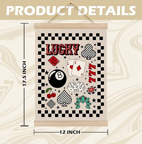 Miniatura 7 de KRHFG Póster de pared occidental a cuadros en blanco y negro enmarcado, decoración de habitación occidental, retro Lucky 8 Ball Playing Card