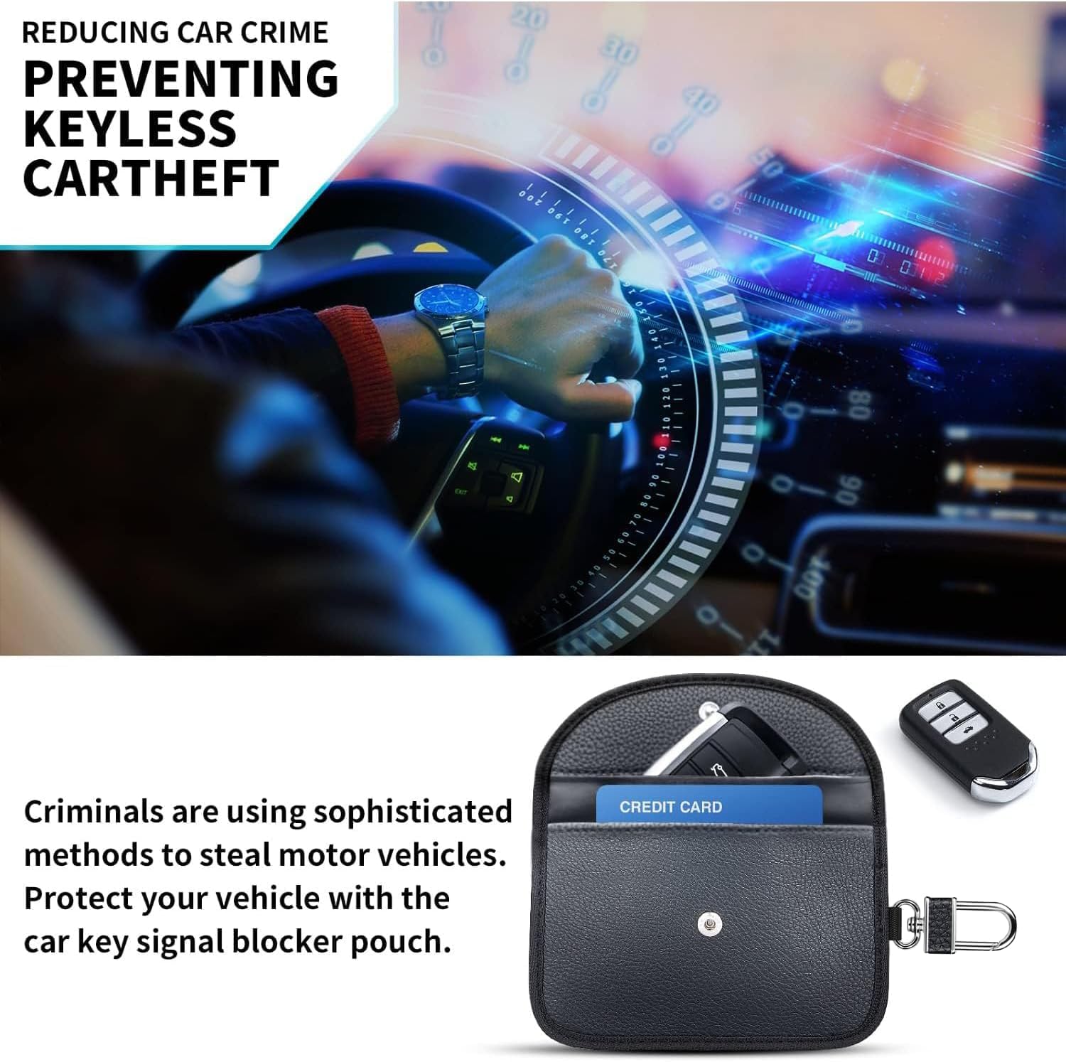 Keyless Go Schutz Hülle – 2 Stück RFID-Abschirmtaschen, Wasserdicht, Mit Ring & Haken Für Autoschlüssel