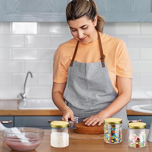 Miniatura 7 de Irenare 24 tarros de plástico de 16 onzas con tapas, recipientes de plástico transparente de boca ancha, recipientes herméticos de almacenamiento