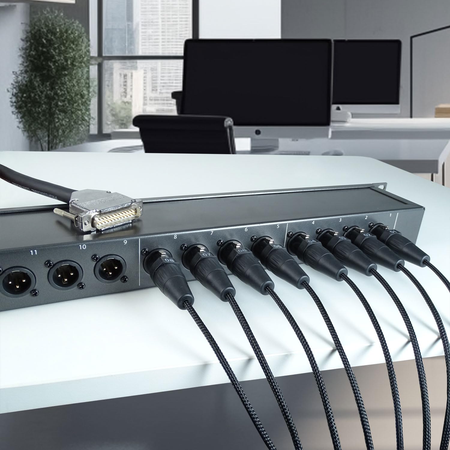 keepdrum sna55-8 Multicore-Kabel Snake Sub-D DB-25 zu 8x XLR weiblich Kabelpeitsche 3m