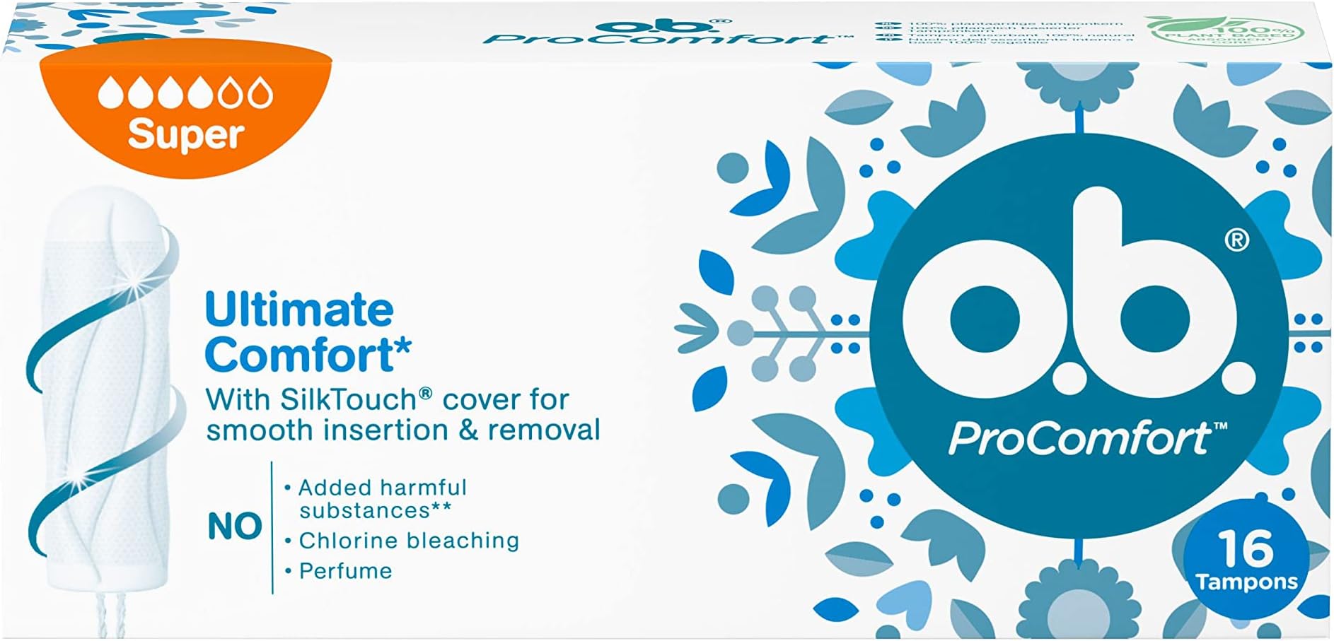 Ob Tampons, Procomfort, Super, Pack of 16 Tampons