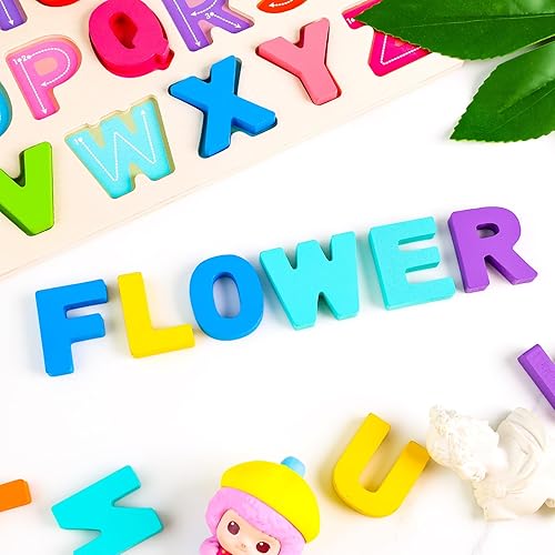 Miniatura 6 de LovesTown Rompecabezas de madera para niños, rompecabezas de madera del alfabeto, rompecabezas Montessori para niños pequeños, juguetes educativos