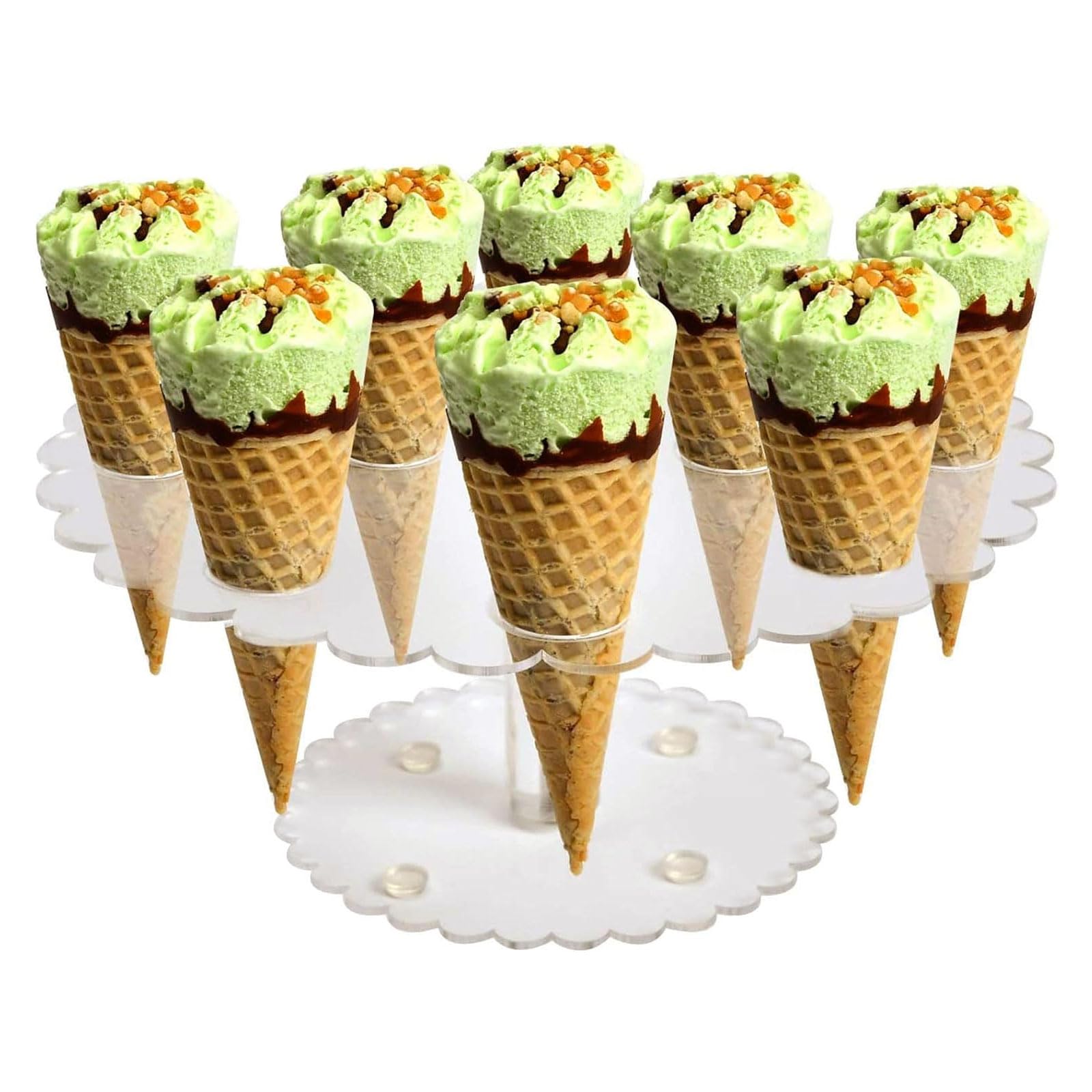 Ailelan Cone Holder, Clear Acrylic Ice Cream Cone Holder with 12 Holes, Clear Waffle Cone Holder Stand, Sushi Hand Roll Stand for Wedding, Birthday, Christmas, Thanksgiving, Party or Buffet