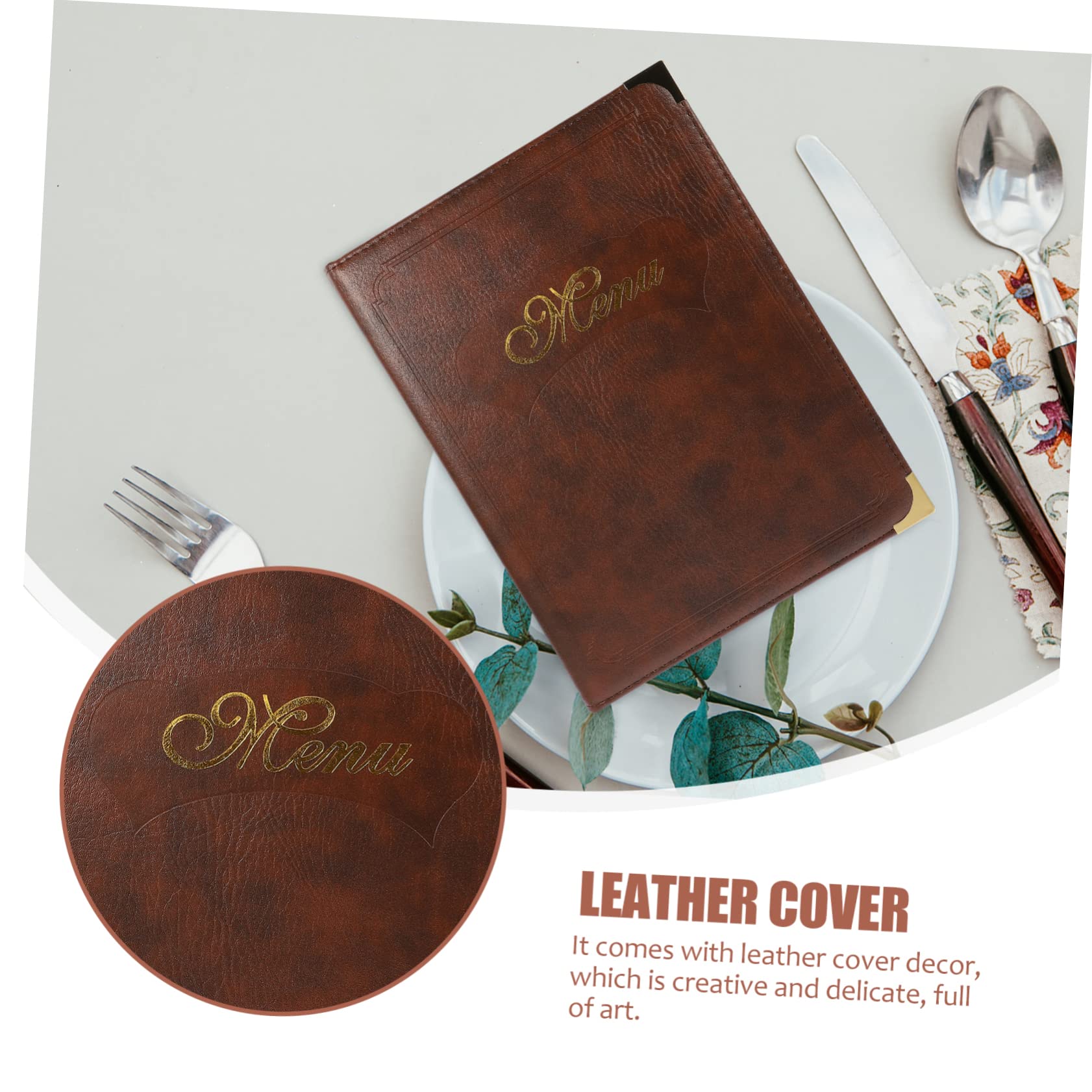 Portamenús para Mostrar Menús y Pedidos de Cuero A4 Tacto Cómodo para Restaurante y Diseño Simple, Carpeta Creativa para Hotel y Bar