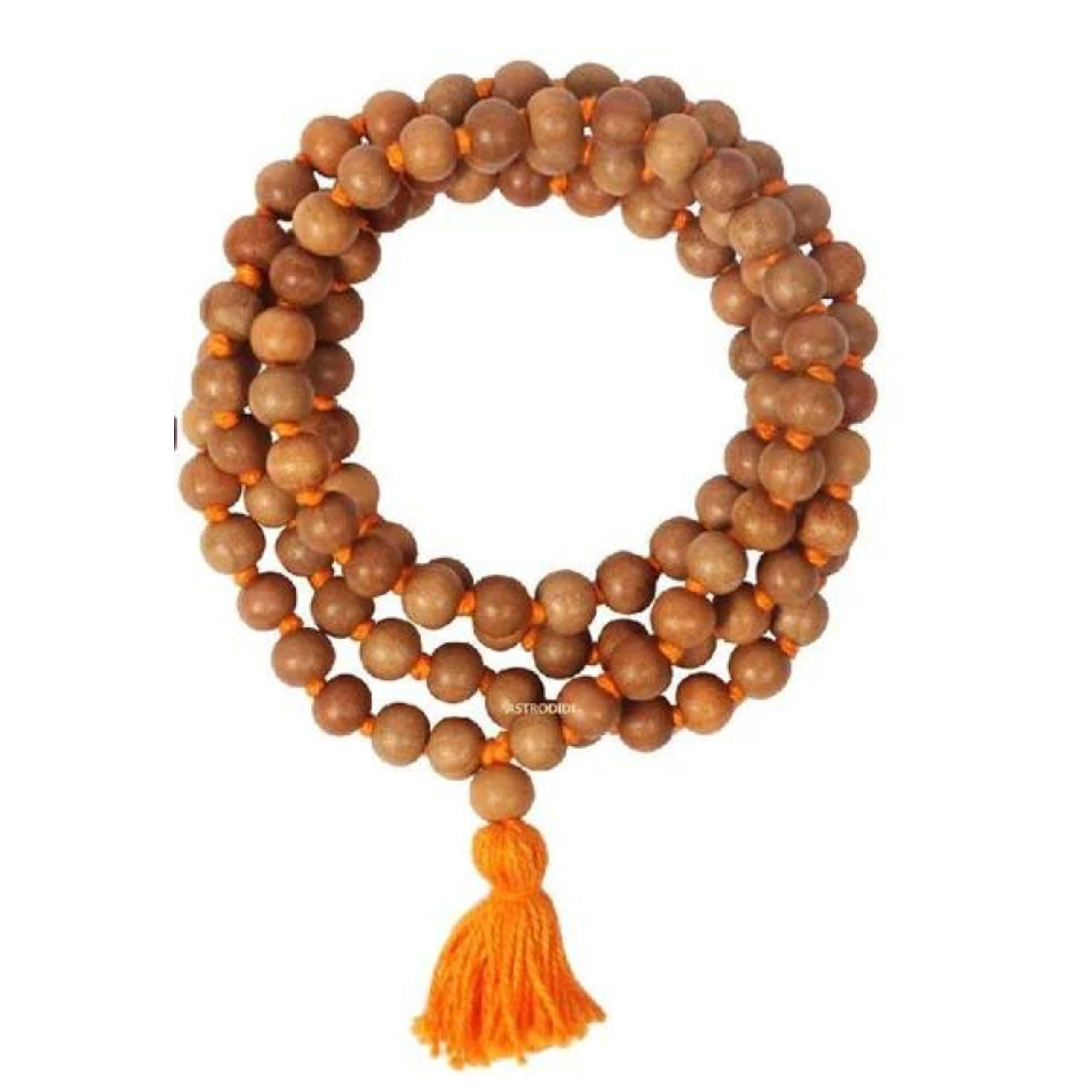 Shiva Lingam Shop Sandalwood Japa Mala Necklace 108 Beads | 8mm Natural Sandalwood Prayer Rosary for Meditation, Yoga & Puja | Hand-Knotted Hindu