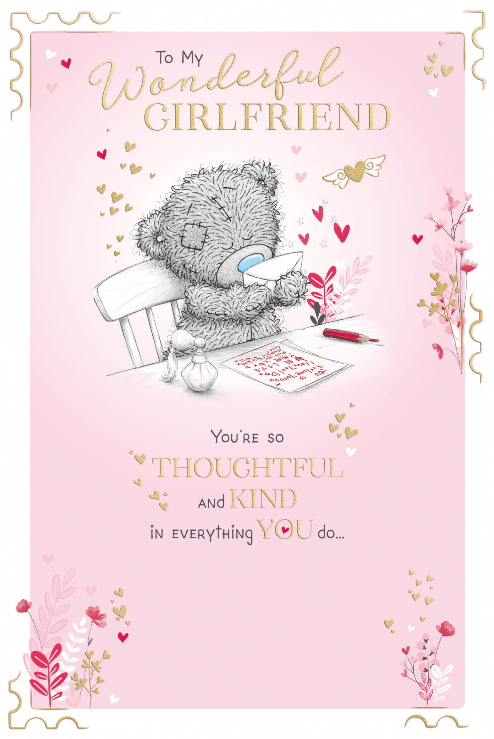 Me To You Tatty Teddy Valentine's Day Card 'To my Wonderful Girlfriend' 6 x 9 - Official Collection