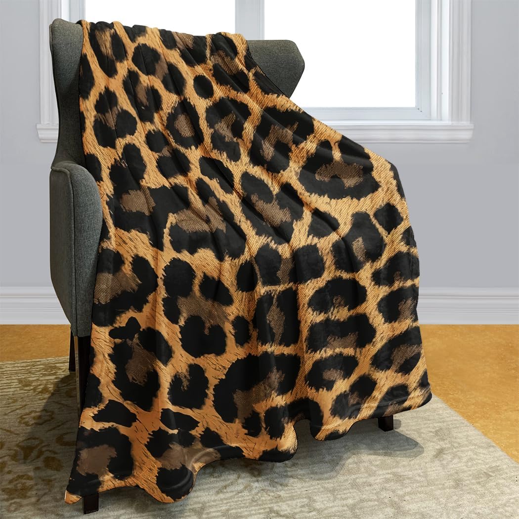 60"x80" Classic Leopard Print Blanket - Soft Fleece Throw, Wild Style for Home Decor