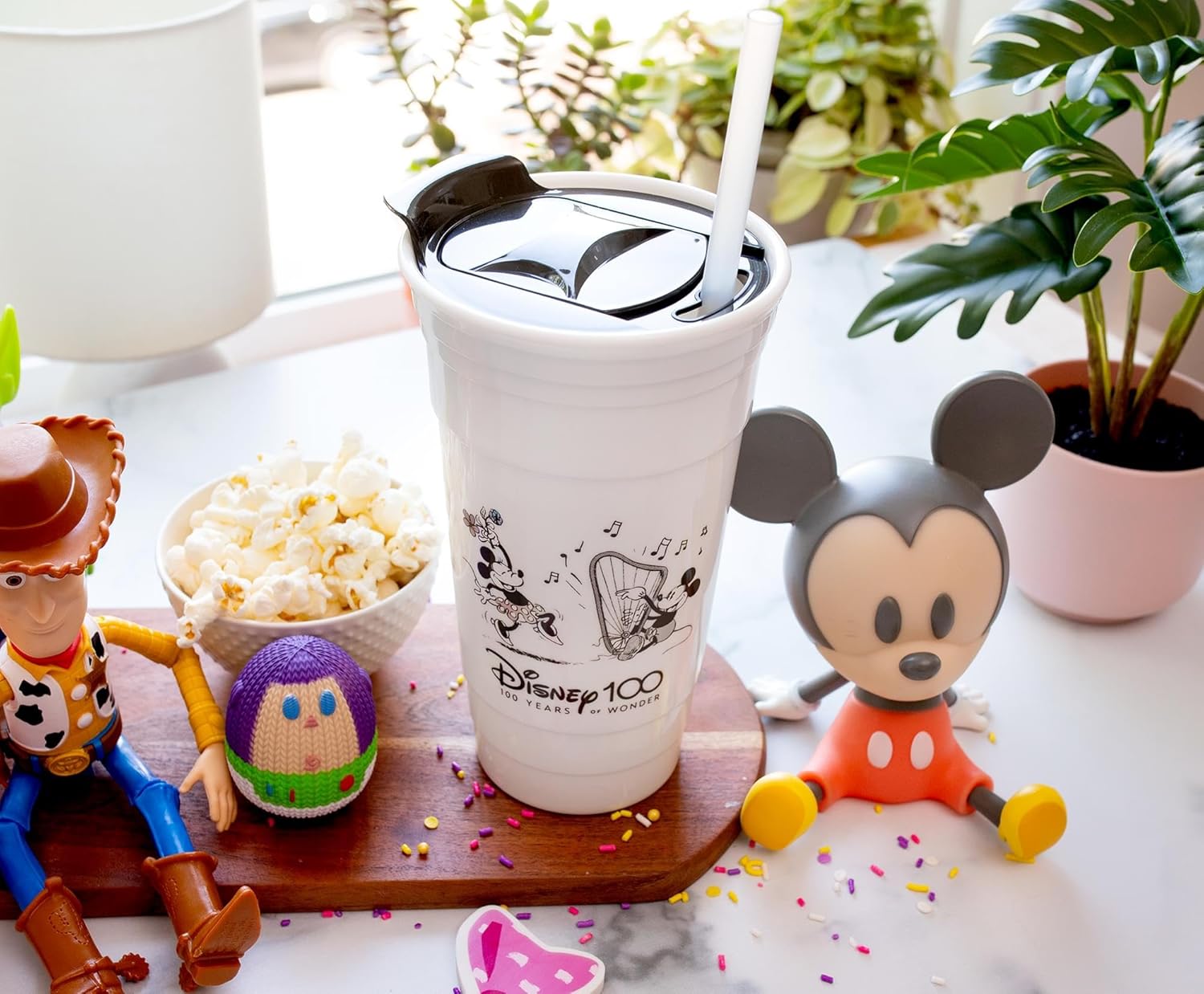 Disney 100 Mickey and Minnie Mouse Dance Plastic Travel Tumbler With Spill-Resistant Lid and Reusable Straw | Holds 32 Ounces - Image 8