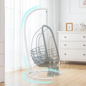 Hammock Stand Only Hammock Chair Stand Only Hanging Chair Stand Only Swing Stand Frame Outdoor Indoor Egg Chair Stand Only C Stand for Hanging Chair Swing Porch Heavy Duty White