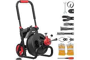 Auto Feed 75 ft Electric Drain Snake - 1/2 Inch Drain Auger...