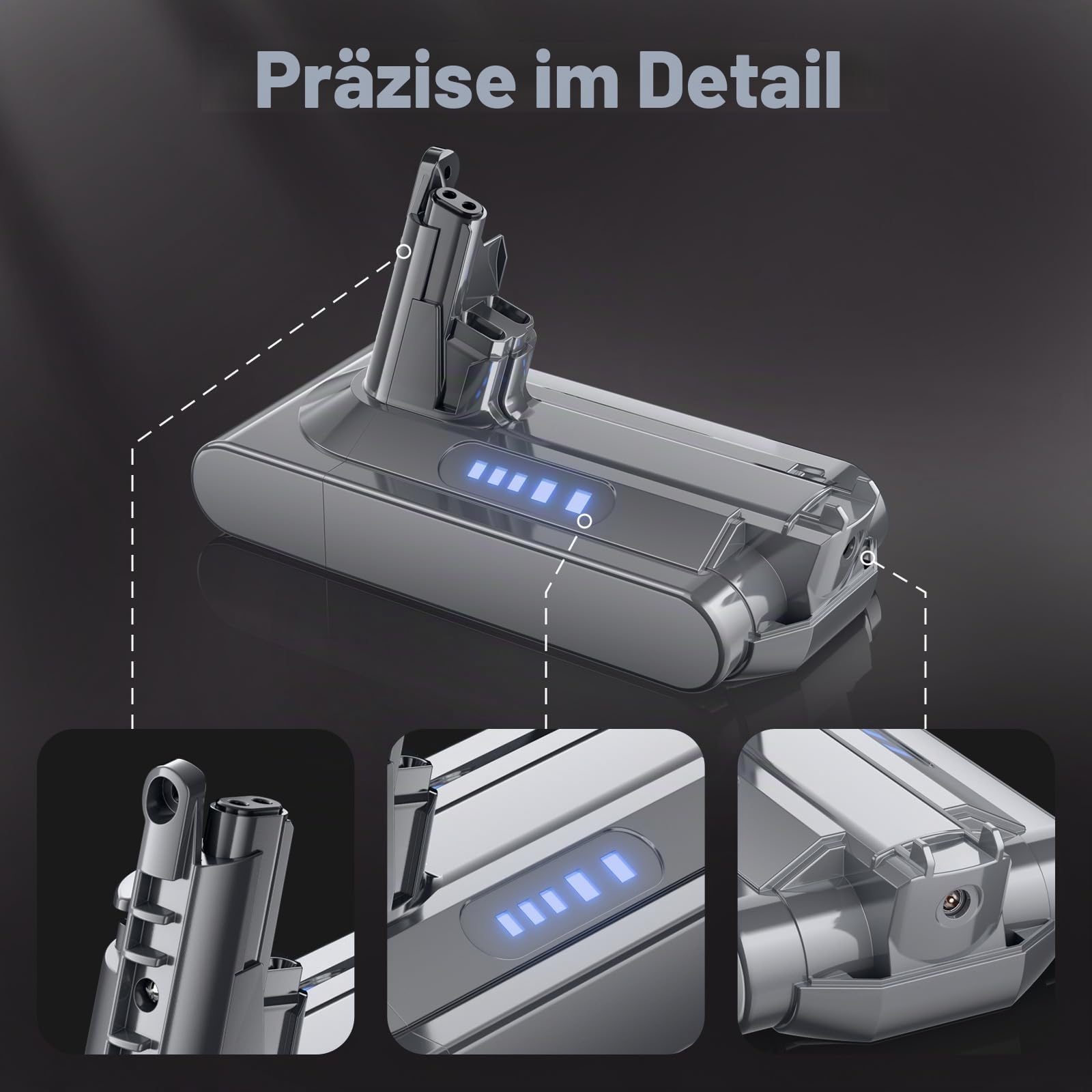 V10 Akku Ersatzakku für Dyson Akku V10, Kompatibel mit Dyson SV12 Animal Absolute Motörhead Fluffy Total Clean Staubsauger
