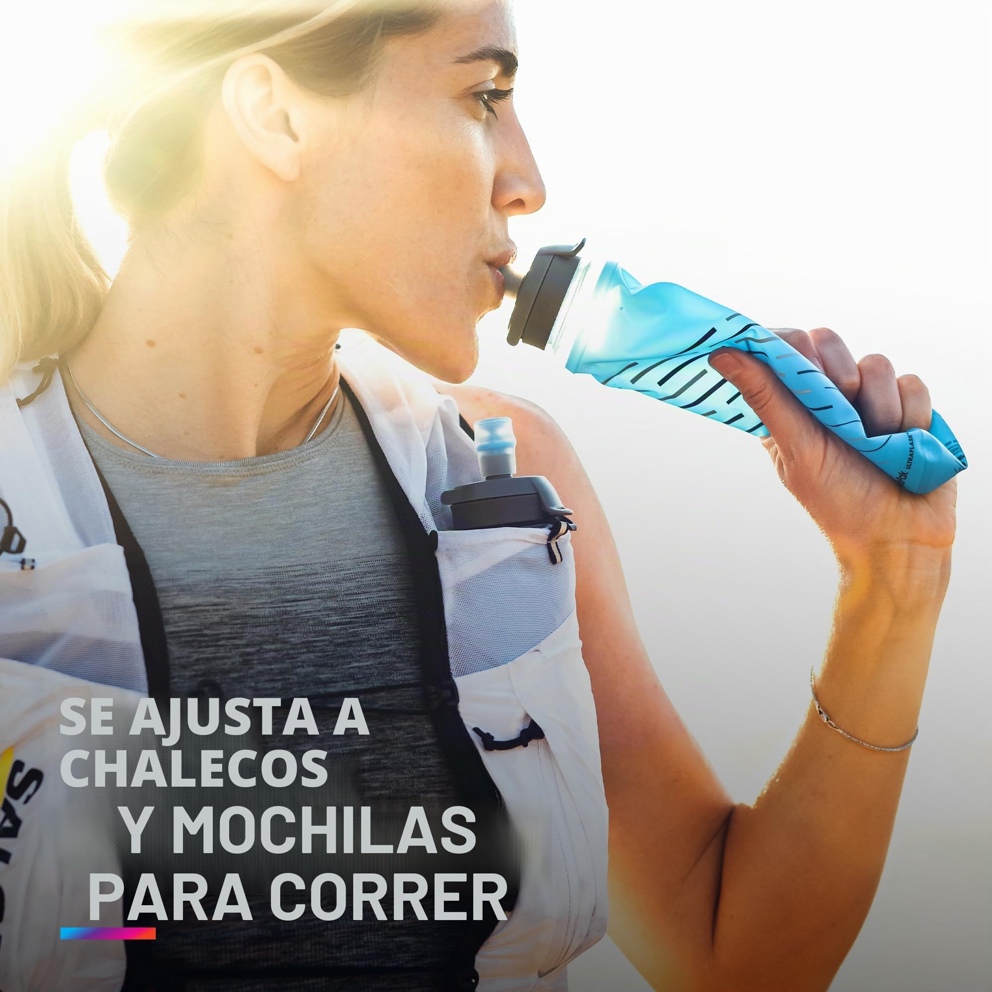 HydraPak UltraFlask Speed - Paquete de 2 botellas de agua plegables de 500 ml para chalecos de hidratación y paquetes de correr con tapa fácil de abrir (500 ml)