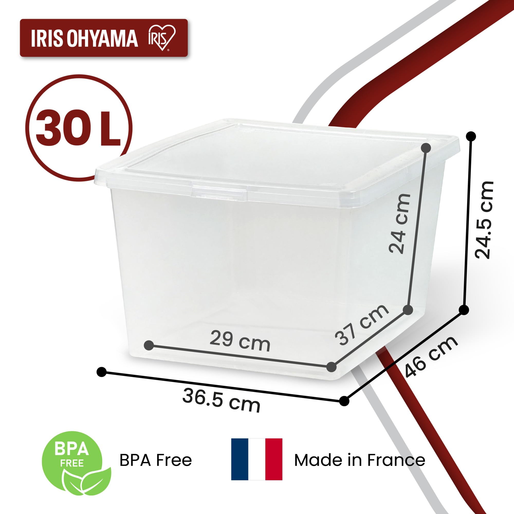 Iris Ohyama - Lot De 3 Boîtes De Rangement En Plastique Avec Couvercle - Empilables, Solides - Pour Cuisine, Salle De Bain, Bureau