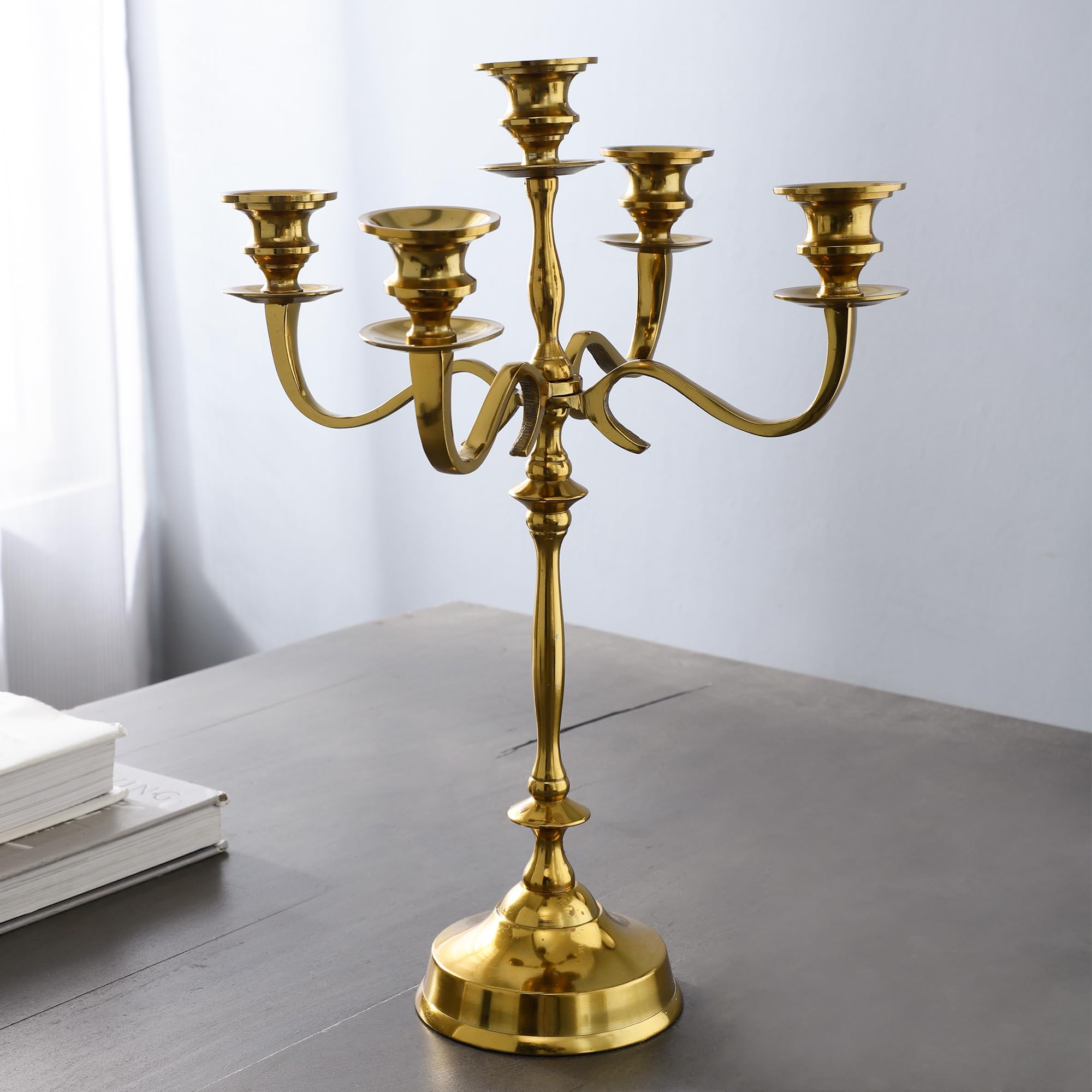 DCI 5 Arm Gold Candelabra Home Decorative Dining Table 5Arm Candelabra/Candle Holder, Table Top Candle Stand, Candlestick Home Decor Showpiece, Luxury Aluminium 5arm Candle Holders-image-44