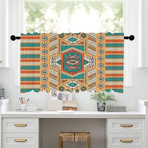 Miniatura 6 de LIGUTARS Blackout Short Curtains, Tribal Decor Blackout Window Curtains Ombre, Indian Aztec Secret Tribe Pattern Tribal, 60" W x 18" L, for Living