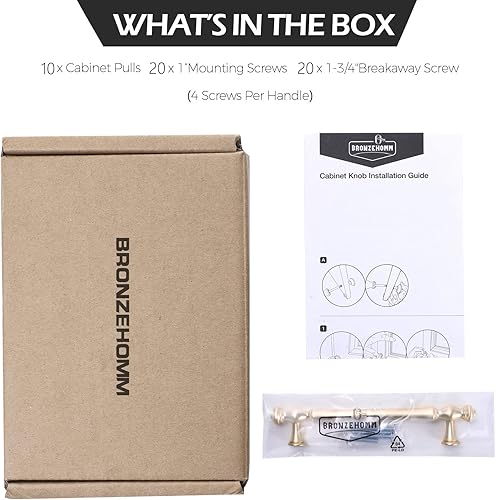 Miniatura 6 de BRONZEHOMM Paquete de 10 manijas doradas de gabinete de cocina de 5 pulgadas (5.039 in), tiradores de gabinete, accesorios de gabinete de cocina